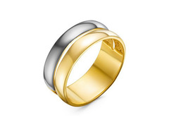 Серебряное кольцо с позолотой и черной эмалью